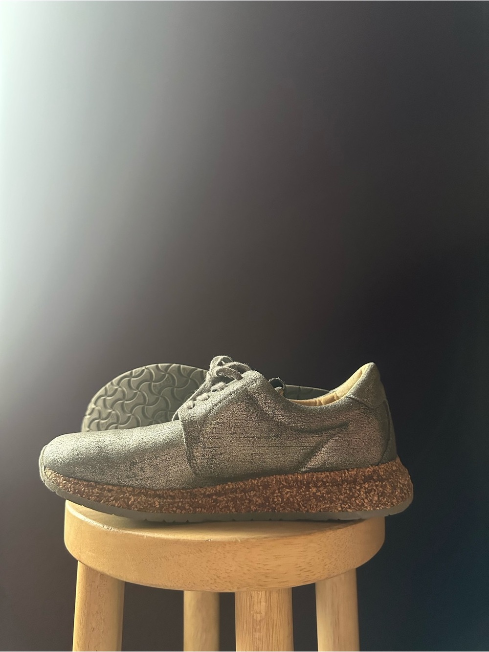 Birkenstock Wrigley Sneakers Metallic Grey Womens 6.5 EU 37 Boost Cork Sole